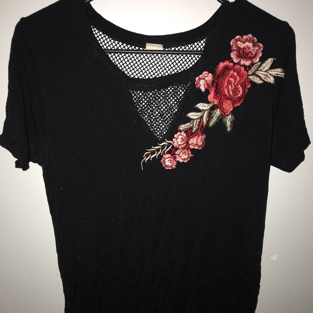 V-Neck Black Lace Shirt